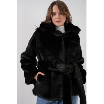 Kadın Peluş Kürk Mont 5234 - Siyah