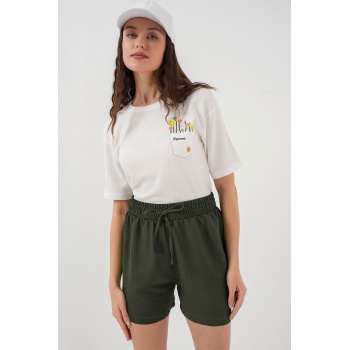 Kadın Rahat Kalıp Şort 5327 - Haki