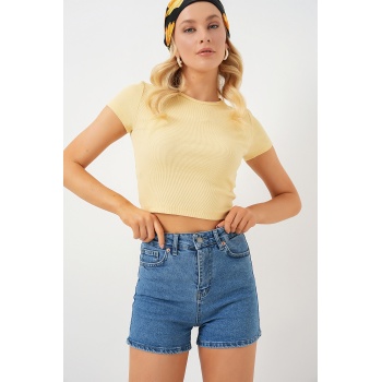 Kadın Kısa Kot Şort 5339 - Lacivert