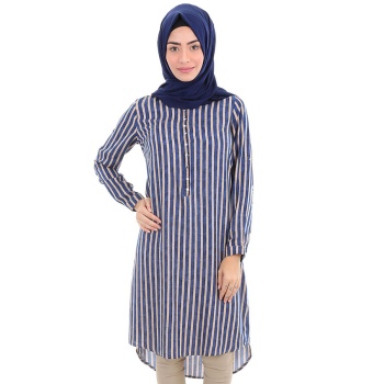 5607 HAKİM YAKA TESETTÜR TUNİK - Saks