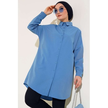 5845 Tesettür Tunik - İndigo
