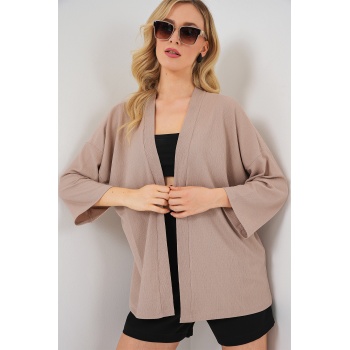5862 Örme Kimono - Bej