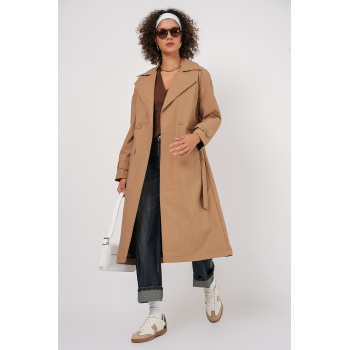 5936 Kruvaze Yaka Trençkot - Bisküvi