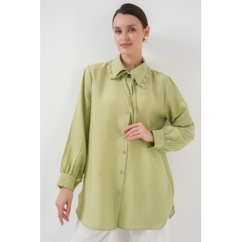 Fırfırlı Uzun Gömlek Tunik 5952 - Çağla