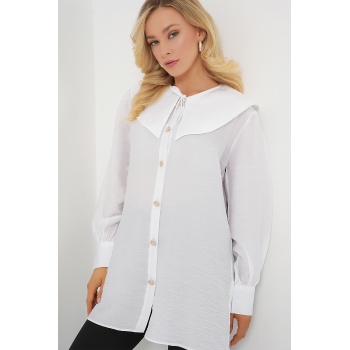 Kadın Bebe Yaka Uzun Tunik 5967 - Beyaz