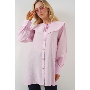 Kadın Bebe Yaka Uzun Tunik 5967 - Pudra