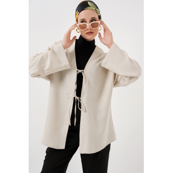 Keten Tesettür Kimono 5968 - Ekru