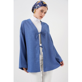 Keten Tesettür Kimono 5968 - İndigo