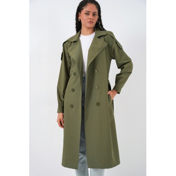 Kadın Kruvaze Yaka Trençkot 5978 - Haki