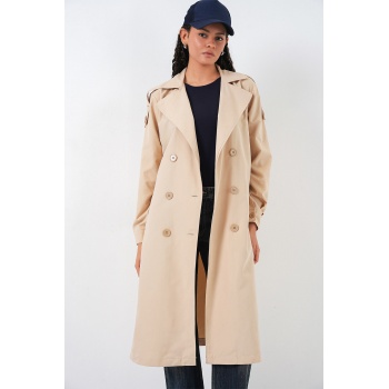 Kadın Kruvaze Yaka Trençkot 5978 - Bej