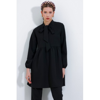 Kadın Siyah Örme Pantolon Tunik Alt Üst Takım 6654