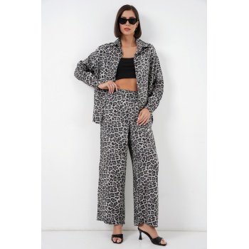 6699 Leopar Desenli Alt Üst Takım - Antrasit