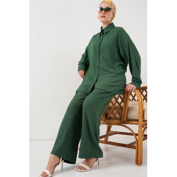 Kadın Örme Tesettür Alt Üst Takım 6711 - Zümrüt Yeşili