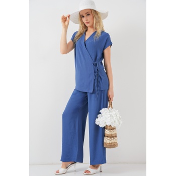 Kadın Kısa Kol Bağcıklı Ayrobin İkili Takım 6741 - İndigo