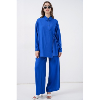 Kadın Bağcıklı Tunik Pantolon İkili Takım 6752 - Saks