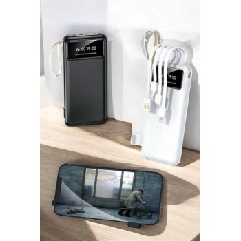 20.000 Mah Led Işıklı LCD Ekran USB Girişli Type-C Lightning Powerbank