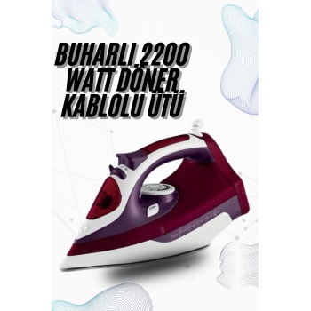Buharlı Kablolu Ütü 2200 Watt Kireçlenme Önleyici Şok Buharlı