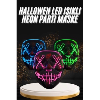 Hallowen Parti Maskesi Neon Led Işıklı Maske 3 Modlu Cadılar Bayramı Maskesi