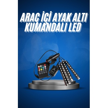 Araç İçi Ayak Altı Led 12 Led Işık Sese Müziğe Duyarlı RGB Işıklı Aydınlatma Seti
