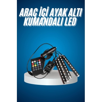 Araç Içi Aydınlatma Kumandalı 12 Led Ayak Altı Led Ambiyans Işığı Sese Duyarlı Kumandalı