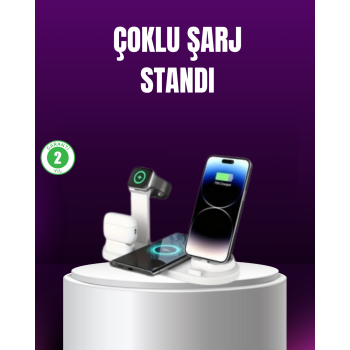 15W Hızlı Şarj Destekli 4’ü 1 Arada Kablosuz Şarj İstasyonu