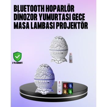 Dinozor Yumurtası Galaksi Projektör Gece Lambası 4ü 1 Arada – Bluetooth Hoparlörlü