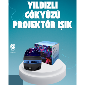 Döner Galaxy Projektör Gece Lambası – Ay ve Yıldız Işıklı Atmosfer Lamba, USB Bağlantılı