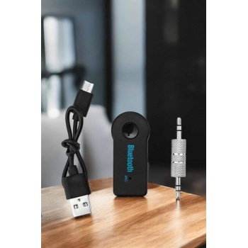 Kablosuz Bluetooth Aux Araç Kiti Siyah Hafıza Kartlı