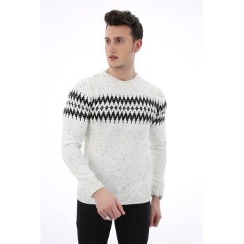 Baklava Desenli Kalın Kışlık Erkek Günlük Triko Kazak