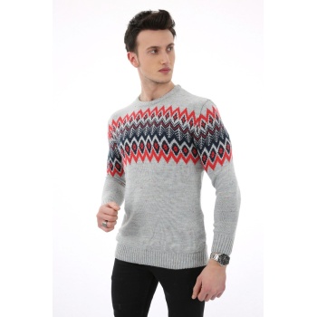 Baklava Desenli Kalın Kışlık Erkek Günlük Triko Kazak