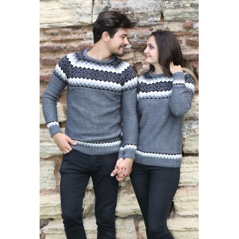 Baklava Desenli Kalın Kışlık Erkek Günlük Triko Kazak