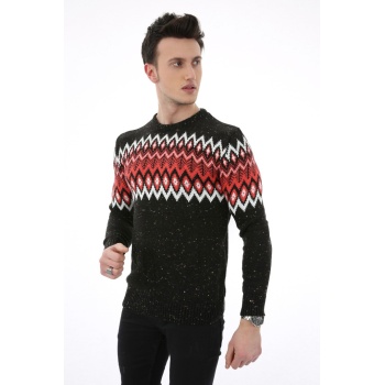 Baklava Desenli Kalın Kışlık Erkek Günlük Triko Kazak