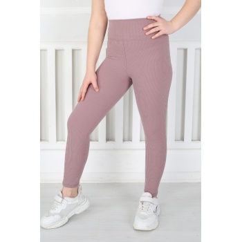 Dar Paça Birinci Kalite Fitilli Kumaş Mürdüm Kız Çocuk Günlük Tayt