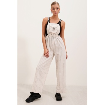 7023 Askılı Bahçıvan Tulum - Krem