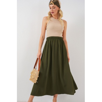 Kadın Uzun Ayrobin Etek 8050 - Haki
