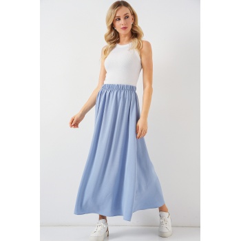 Kadın Uzun Ayrobin Etek 8050 - Mavi