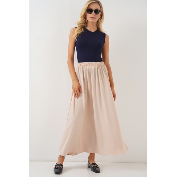 Kadın Uzun Ayrobin Etek 8050 - Bej