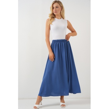 Kadın Uzun Ayrobin Etek 8050 - İndigo