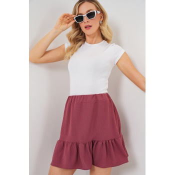 Kadın Ayrobin Mini Etek 8054 - Gül Kurusu