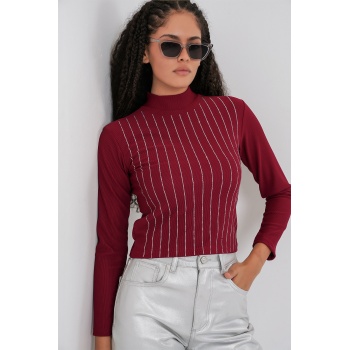 922 Taşlı Body - Bordo