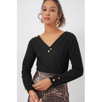 923 Uzun Kollu Body - Siyah