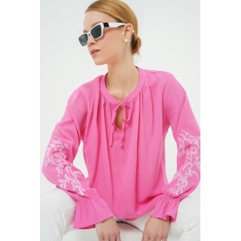 Kadın Nakışlı Örme Bluz 941 - Pembe