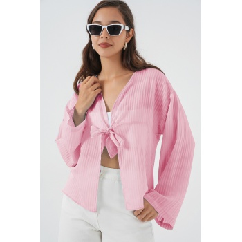 Kadın Önü Bağcıklı Bluz 952 - Pudra