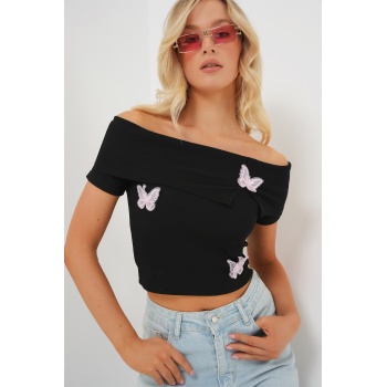 Madonna Yaka Kelebek Detaylı Bluz 957 - Siyah