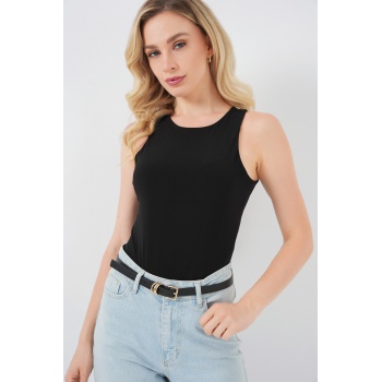 Kadın Halter Yaka Çıtçıtlı Body 972 - Siyah