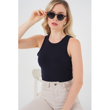 Kadın Halter Yaka Çıtçıtlı Body 972 - Lacivert