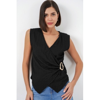 Kadın Sıfır Kol Örme Bluz 988 - Siyah