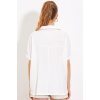 Kadın Beyaz Oversize Polo Yaka Örme Bluz 0486