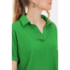 Kadın Yeşil Oversize Polo Yaka Örme Bluz 0486
