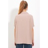Kadın Bisküvi Oversize Polo Yaka Örme Bluz 0486